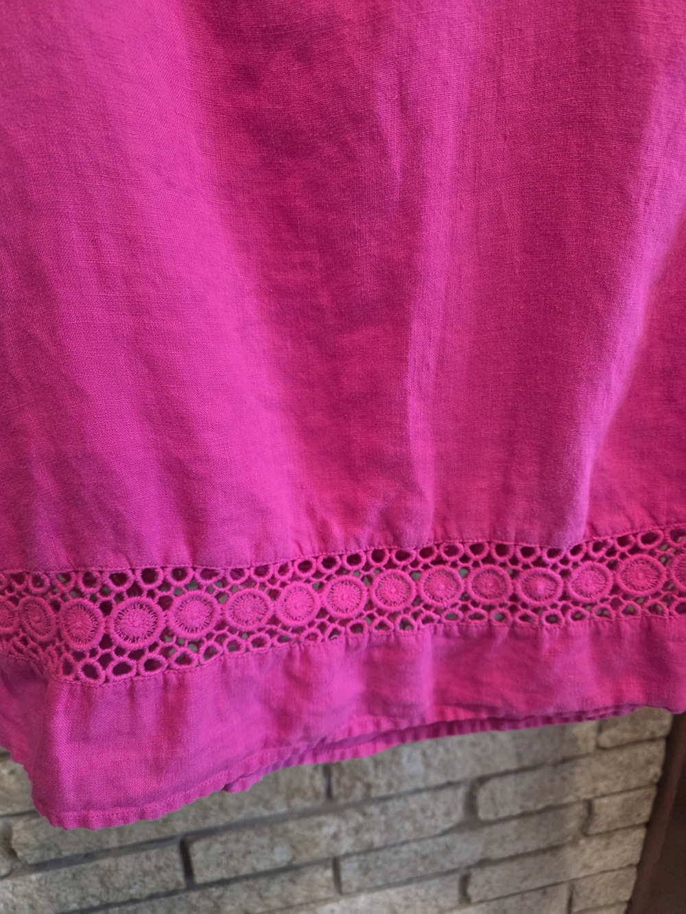 crown & ivy Hot Pink Crochet-Trim V-Neck Tank - Picture 3 of 6